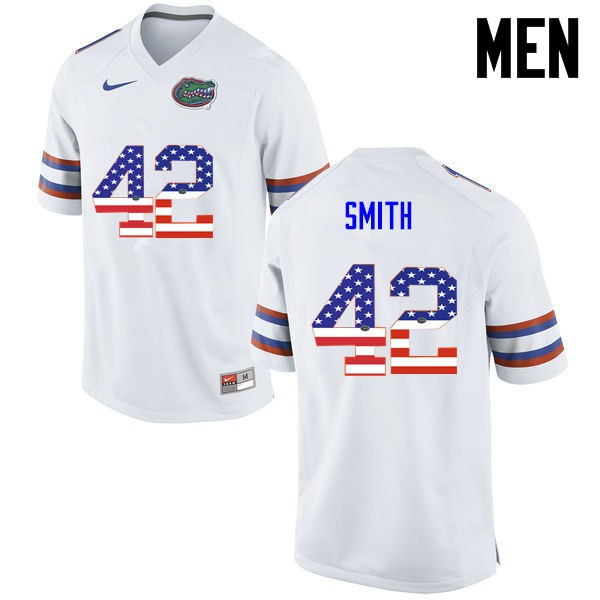 Florida Gators Men #42 Jordan Smith College Football USA Flag Fashion White